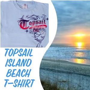 Topsail Island NC T-shirt Short Sleeve Beach Graphic Shirt Size Large